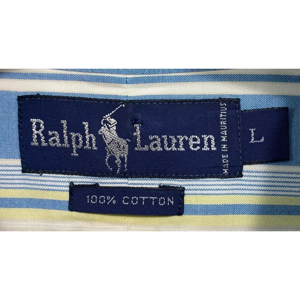 RALPH LAUREN‎ Men's Large Multicolor Striped 100% Cotton Long Sleeve Button Down